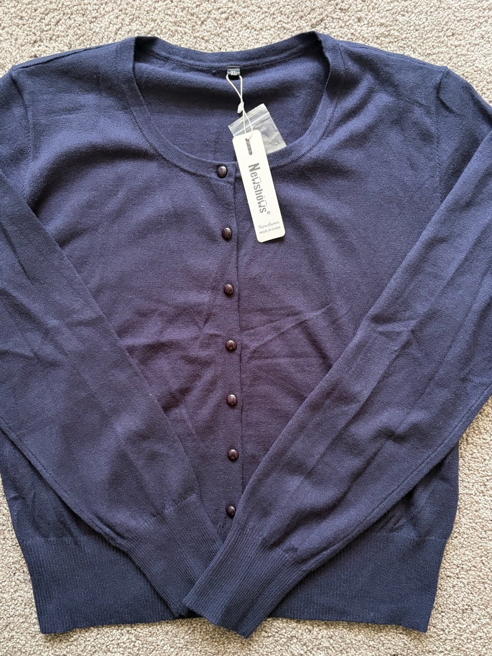 Newport Navy Crewneck Button-Front Cardigan Sweater